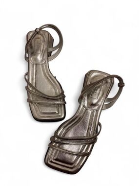 Topshop Metallic Strappy Square-Toe Sandals - Women's 39